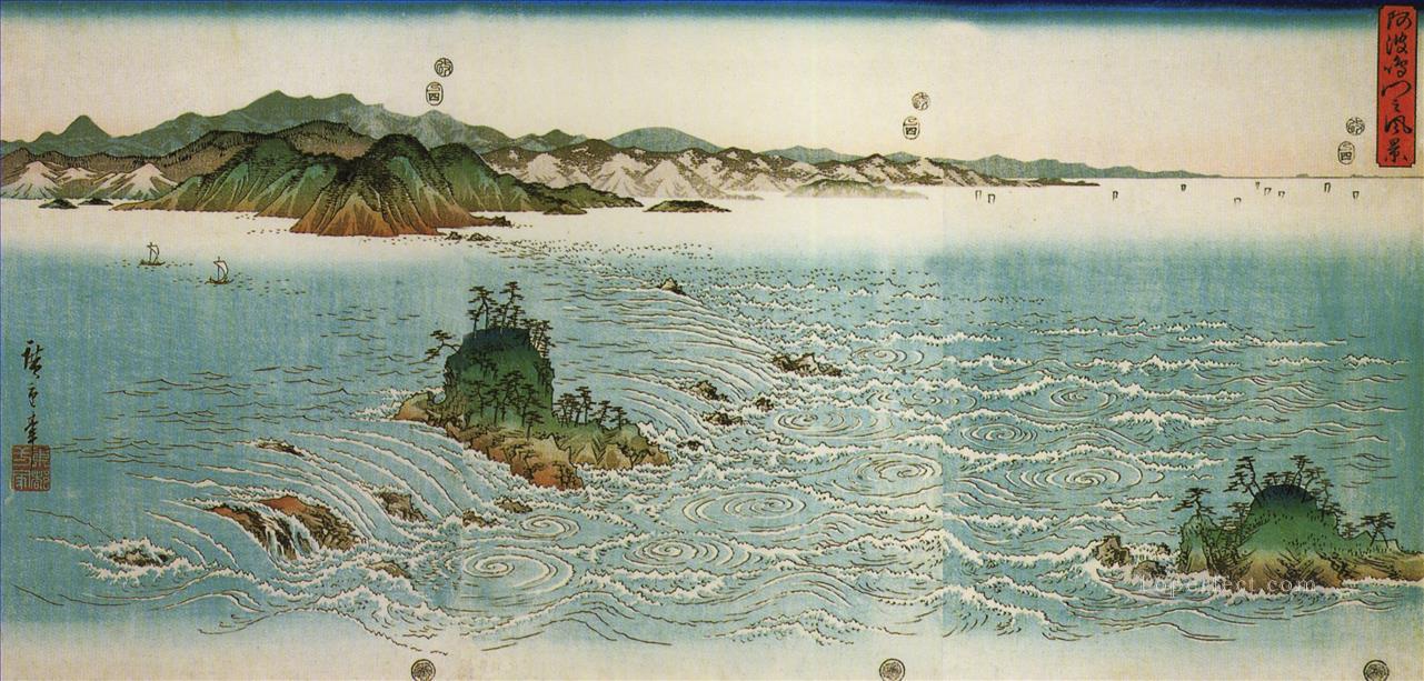 remolinos en una costa rocosa Utagawa Hiroshige Ukiyoe Pintura al óleo